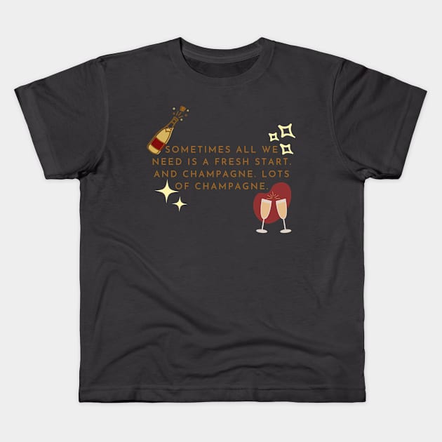 New Year Champagne Kids T-Shirt by Kate Dubey